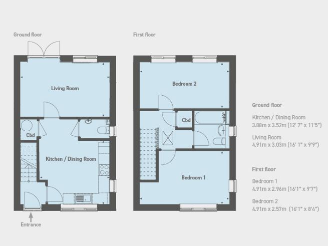 Floor plan 2 bedroom house - artist's impression subject to change